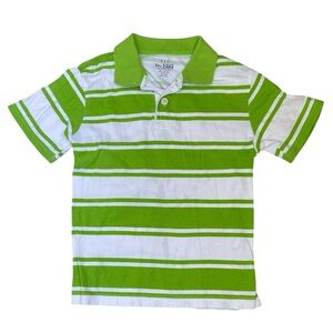 The Children’s Place polo shirt white green stripes short sleeves Size S (5/6)